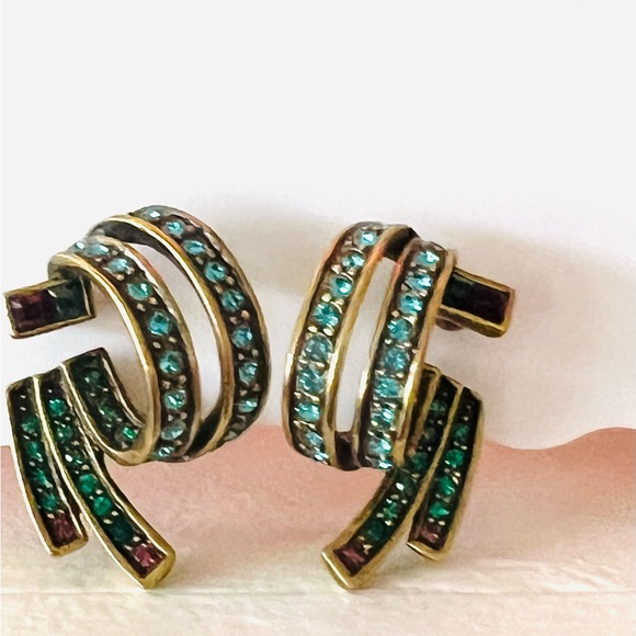 Heidi Daus Art Deco Style vintage clip on earrings with Swarovski crystals - Picture 1 of 7